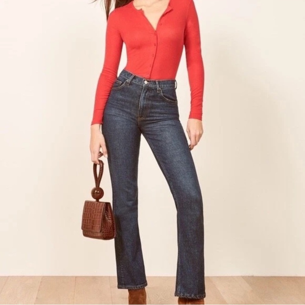 Reformation "Candice" Dark Blue High Waist Bootcut Jeans US25